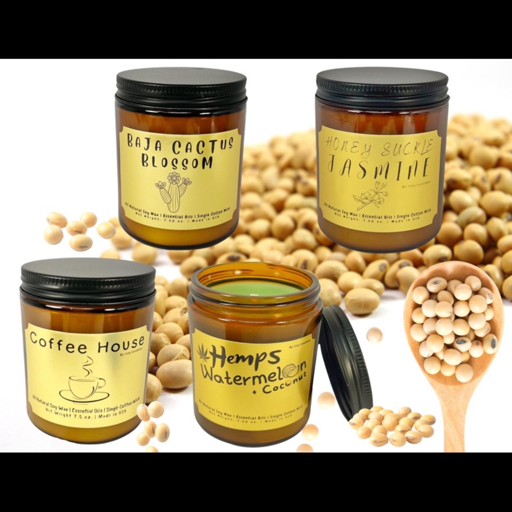 Scented Soy Candles 4 Assorted Jars X 7.50 oz each
